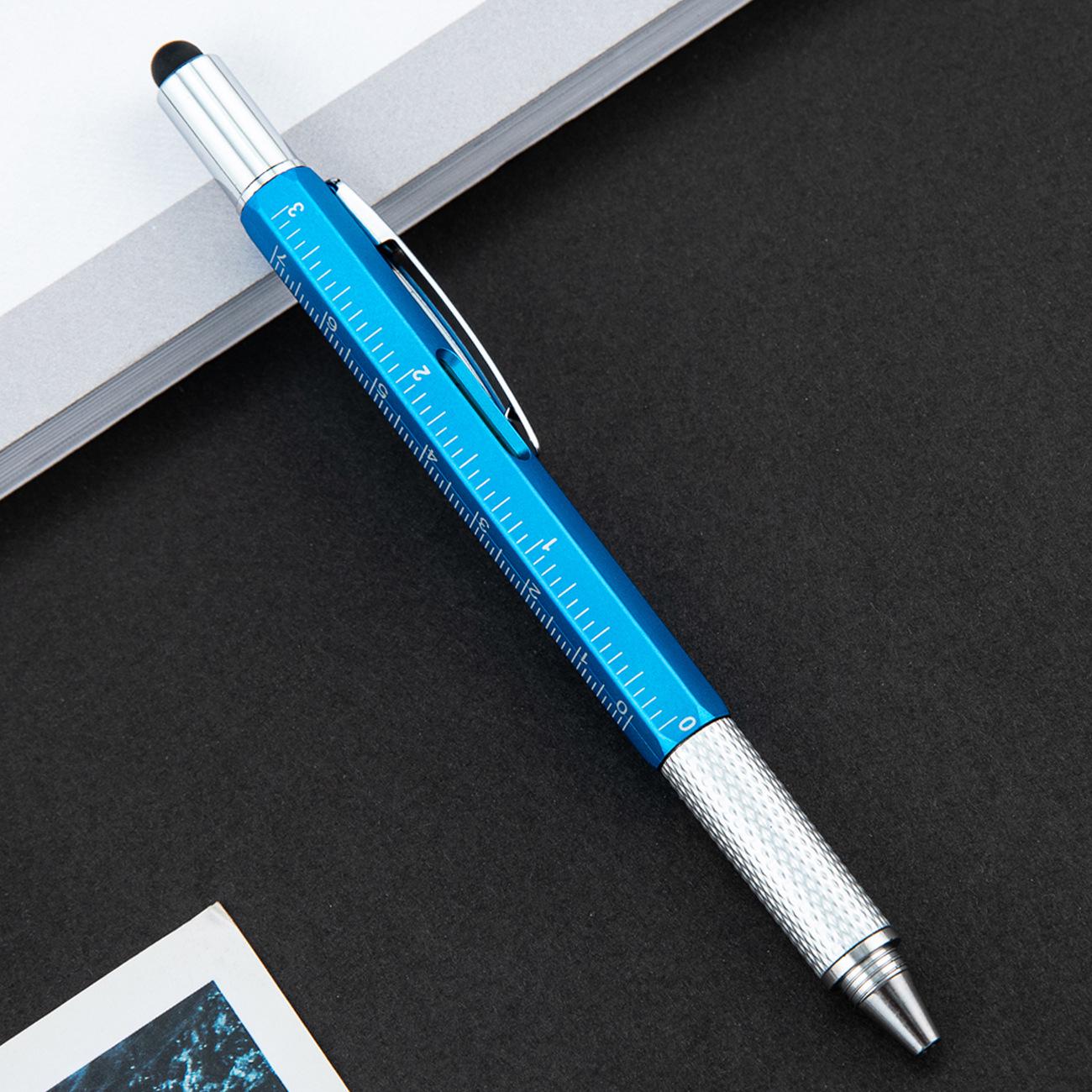 

6-in-1 Tool Pen: Level, Ruler, Stylus, Ballpoint, Flathead & Phillips Screwdriver Bullet Type 1.0 светло-синий