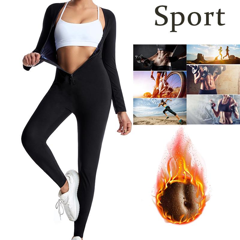 Women's Running Fitness Sweat Suit - European & American Sports Body Shaping Corset Jumpsuit.