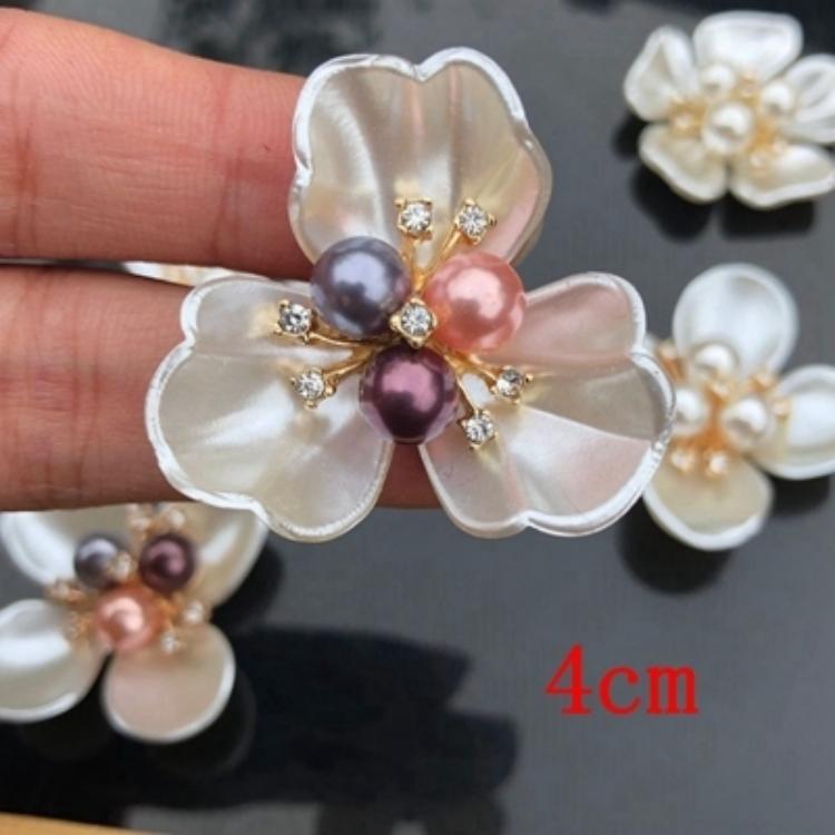 4 KS, Imitace perly z mušle, Květinová nášivka, Srdce, Květina, Hřebenatka, Šperkové doplňky, Ruční kytice, DIY, Vlasy, Boty, Oblečení, Tašky, Materiál