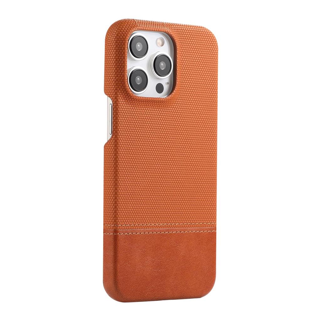 Patchwork Faux Leather Anti-Slip Phone Case for Apple 17 Pro Max/16/15/14 Pro/13/12, Trendy Half-Covered Hard Design