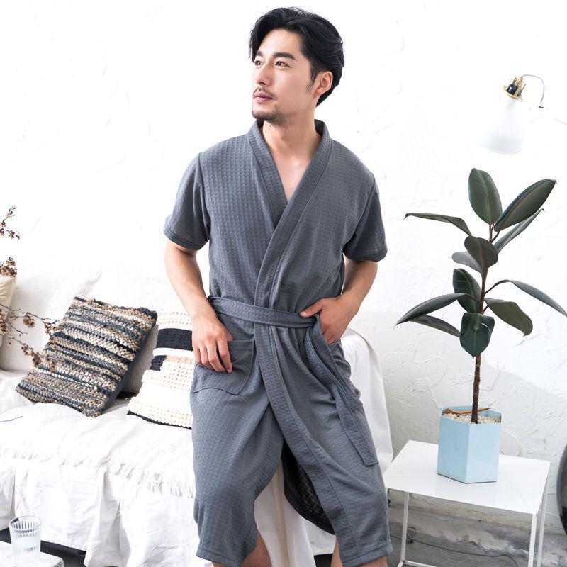 Unisex Long Sleeve Bathrobe - Spring/Autumn Solid Color