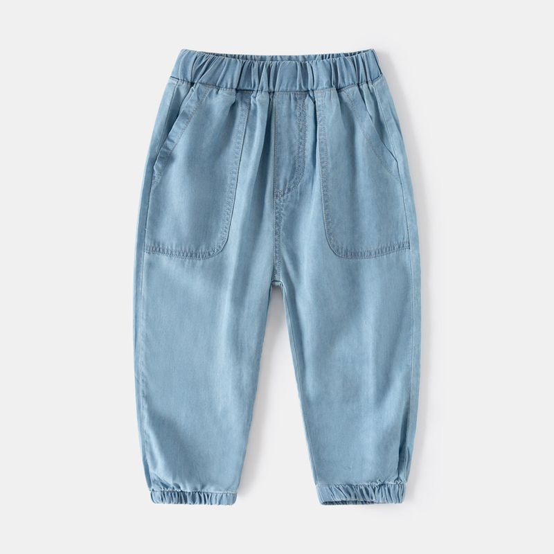 Boys' Pure Color Denim Children's Clothing Summer Children Casual Jogger Pants Mid Waist Anti Mosquito Pants Children's Thin Pants