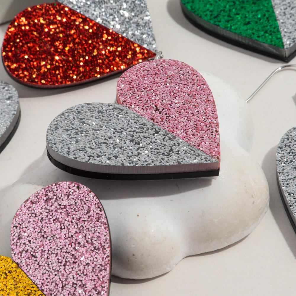 New Valentine's Day Heart Acrylic Earring for Women Creative Gold Powder Dual Color Love-Shape Drop Earrings Trendy Jewelry Gift