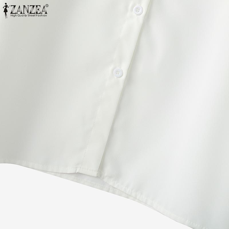 ZANZEA Bluză casual de damă cu gât rotund, imprimeu patchwork, mâneci lungi