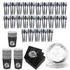 Disposable Tableware Set Party Supplies 9"/7" Silver Disposable Dish Plates Napkins Innerware for Gatherings