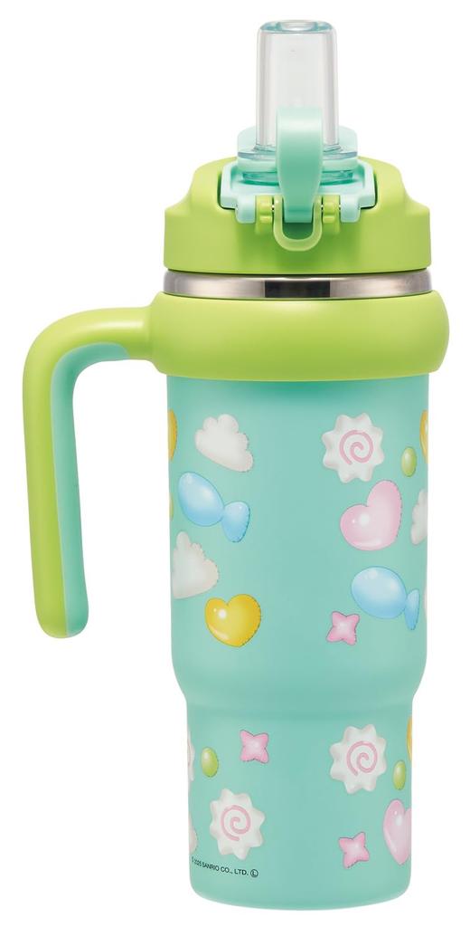 Skater Straw with Direct Sanrio Hangyodon Puffy Balloon Tumbler, 830ml, Insulated, Cold/Hot, Handle, 2-Way, Drinking, Design, STSTB9-A