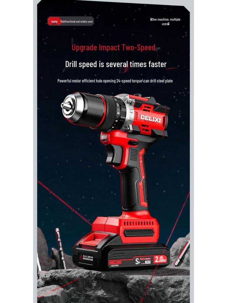 Delixi Cordless Brushless Hammer Drill & Electric Screwdriver with Lithium Battery
