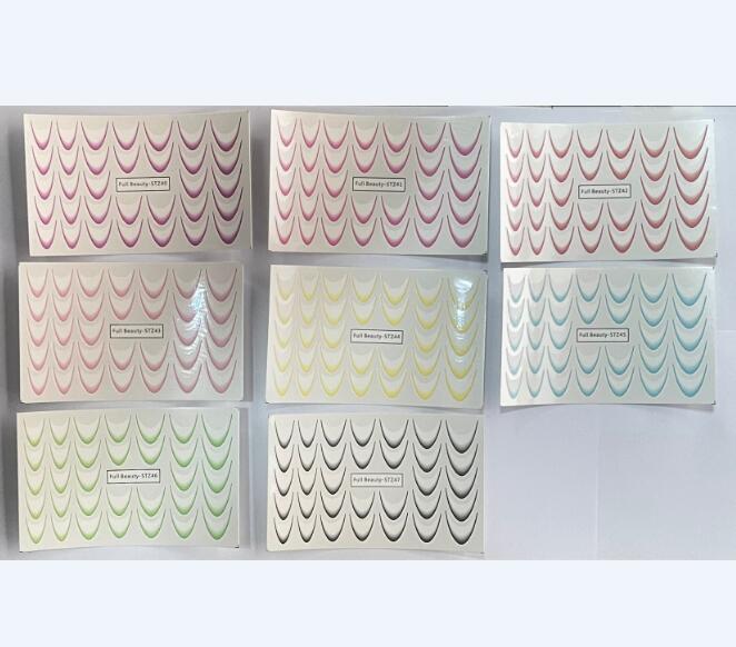 

8 листов / набор французских наклеек для ногтей, наклейки для дизайна ногтей, красочные слайдеры, декор для маникюра 8 Sheets