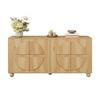 Credenza a Quattro Ante con Aspetto a Rilievo Circolare, Armadio contenitore con Ripiani Regolabili, Mobile da Corridoio Effetto Legno