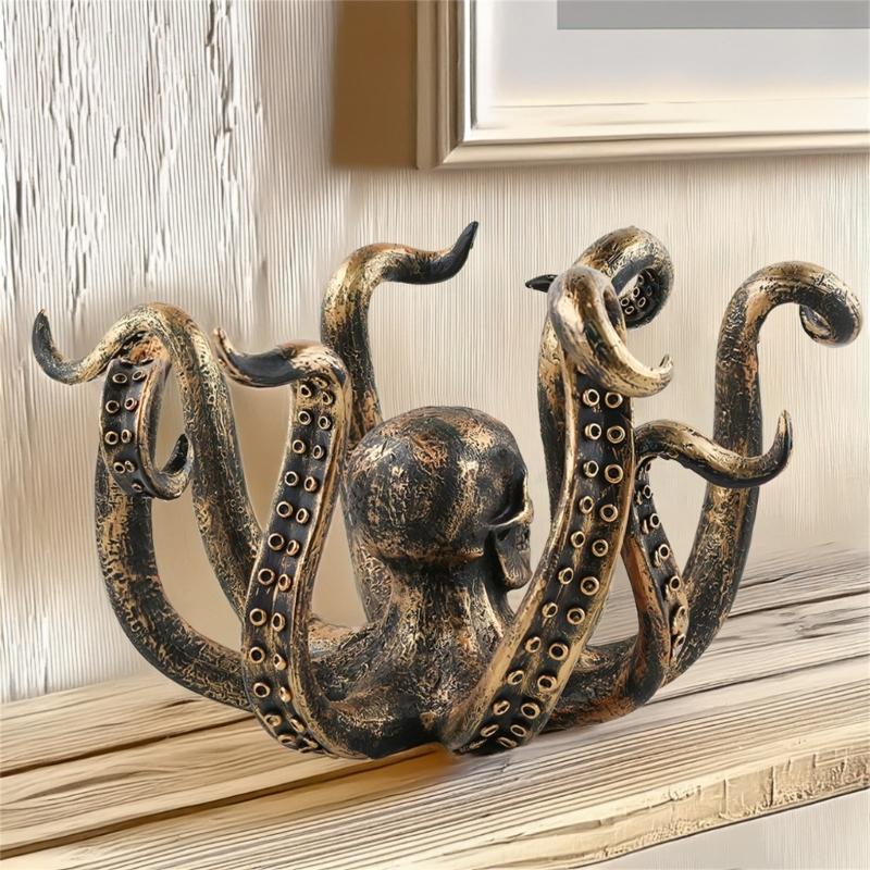 Halloween Unique Tentacles Skull Animal Sculpture Cup Holders Resins Ornament Hanging Hook for Home and Office Decors
