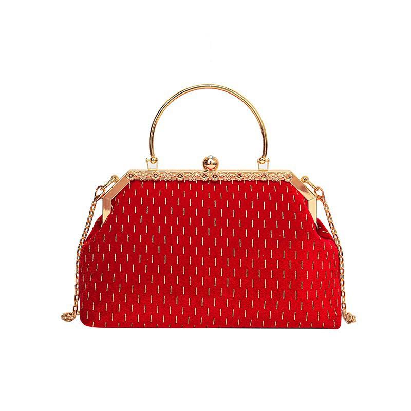 

Light Retro Bag Shell Socialite Chain Cross-body Clip High-end Dinner Handbag червоний