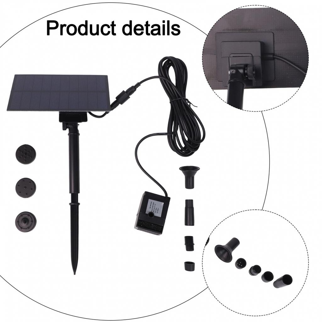 Solar Water Fountain Pump for Small Ponds with 180L/h Maximum Flow Rate