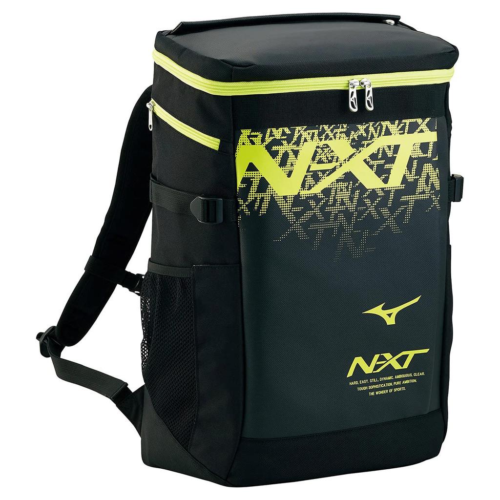 Mizuno Backpack Gym Large for Club PC Black x Lime N-XT 30, Sack/Knapsack, Capacity, School, Sports, Activities, Pocket, Unisex,