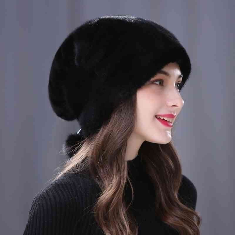 New Winter Imitation Mink Hat Women's Cold Protection and Warmth Winter Bag Head Ear Protection Top Hat Fashion Middle-aged and Elderly Mother