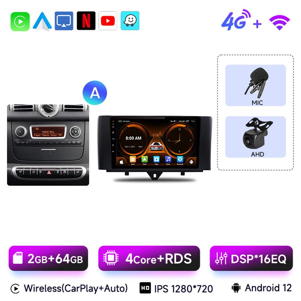 JIUYIN Android 13 Auto Radio Smart Fortwo 451 2005 - 2015 Wireless Carplay 4G Car Multimedia GPS 2din Autoradio