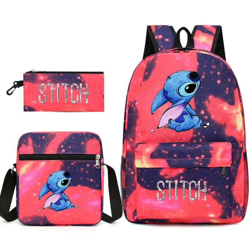 Backpack, Shoulder Bag + Pencil Case, Black Student Schoolbag Three-Piece Set.