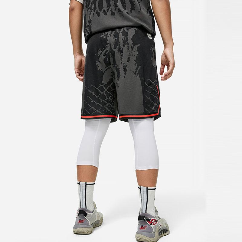 Li Ning Badfive All Over Print Moisture Wicking Quick Dry Basketball Shorts Men shorts Black AAPU011-1