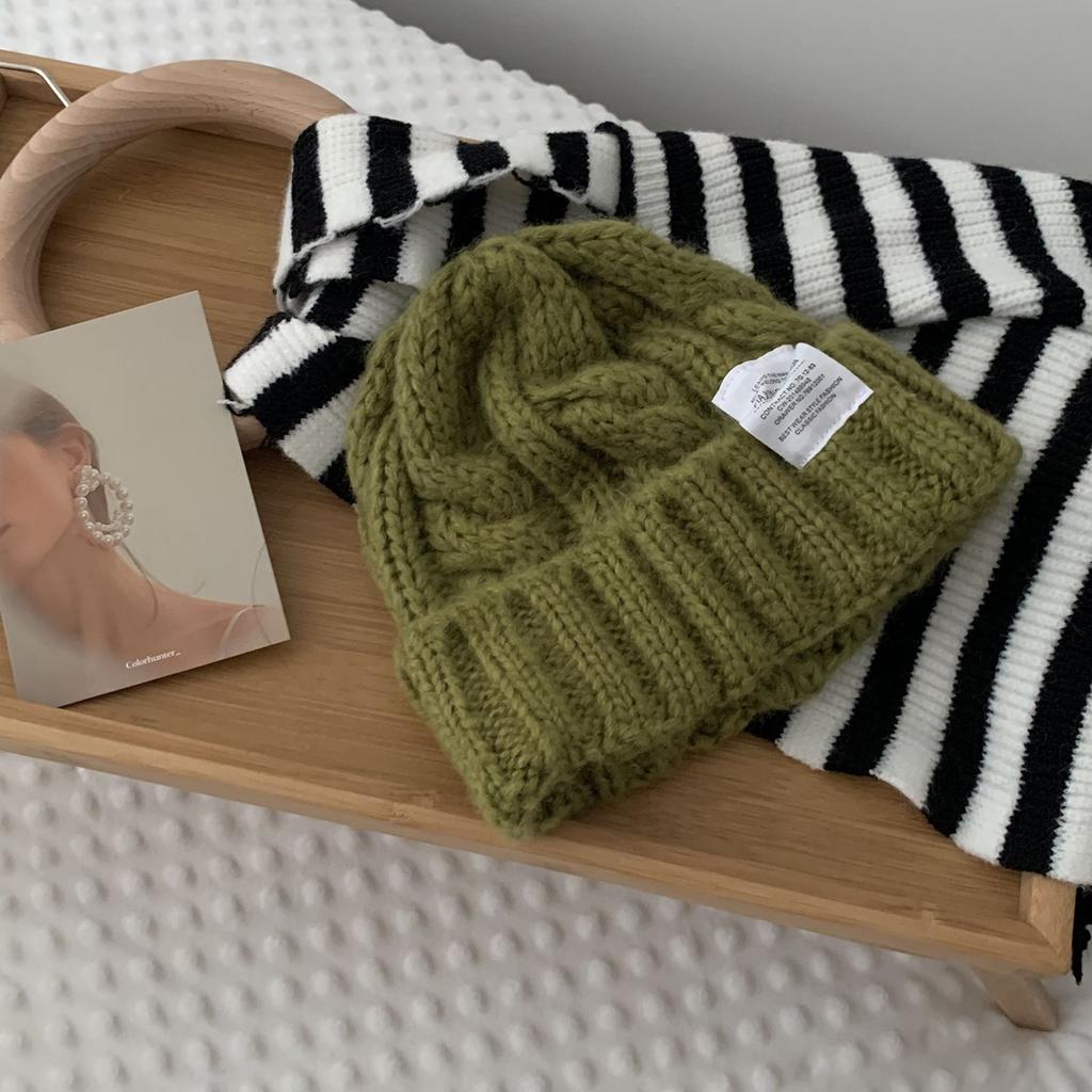 Lovely Stripe Plain Labeling Autumn Letter Knitted Hat Woolen Hat Korean Style Caps Women Beanies