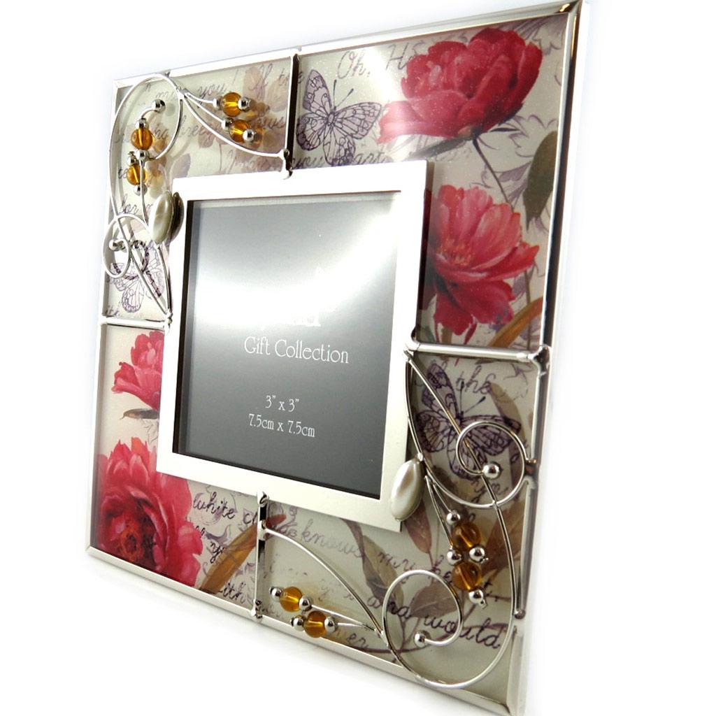 Les Trésors De Lily [L1502] - Cadre Photo 'Papillon de Soie' rouge beige