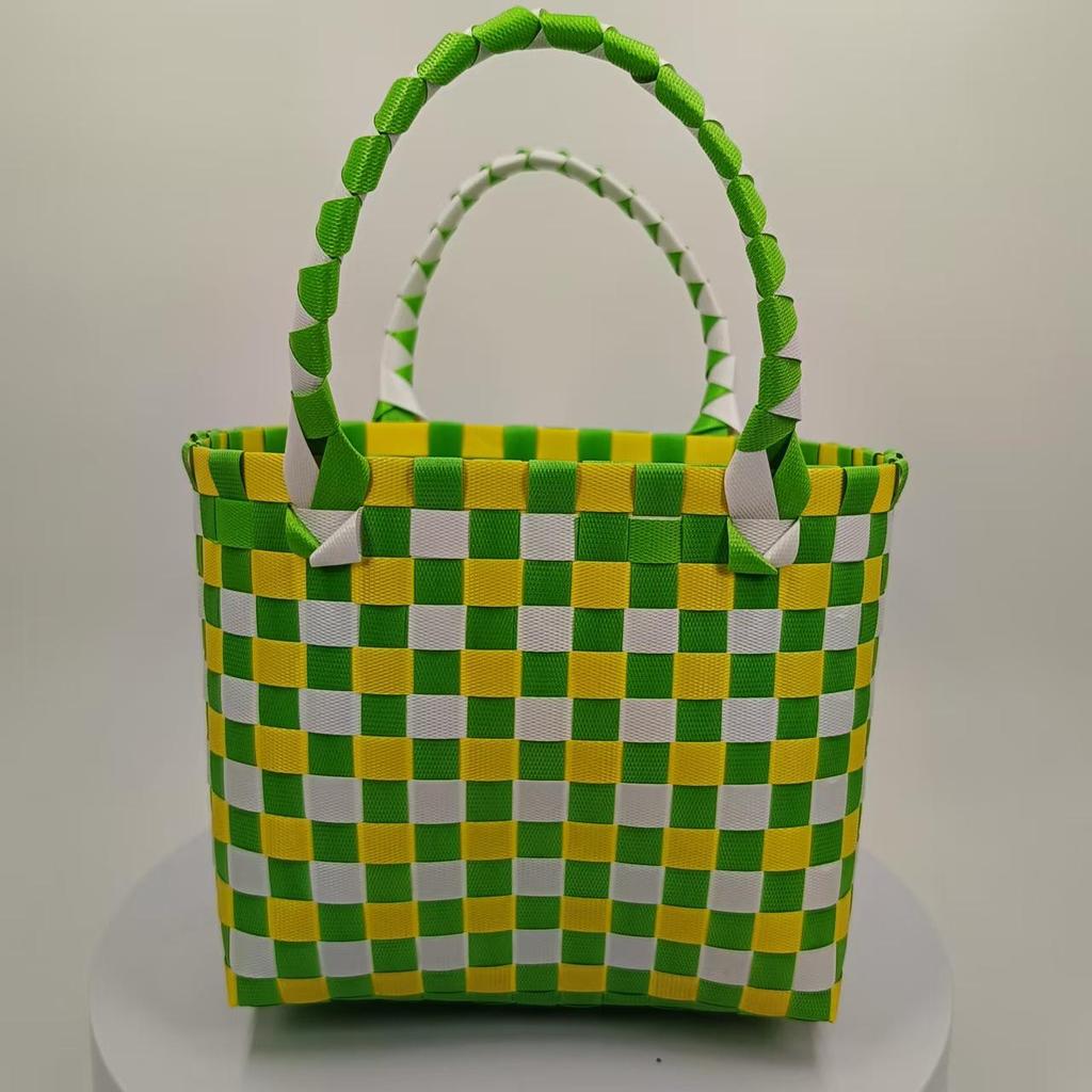 Premium Handmade Medium PVC Woven Bag - Shopping, Toys, Ladies Handbag