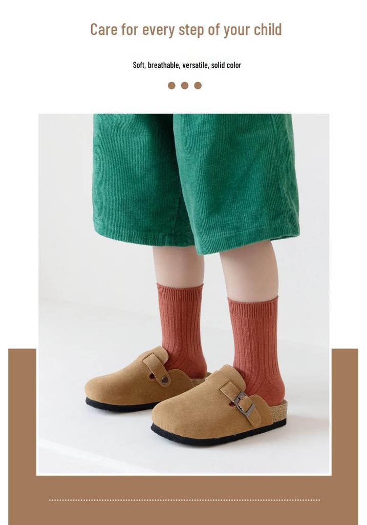 Free Shipping Candy Color Children's Mid-Calf Socks (2026 Autumn/Winter) - Versatile Plain Double Needle for Boys & Girls