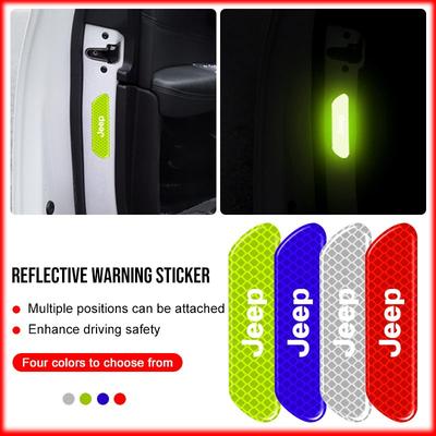 4PCS/set Car Reflective Safety Strip Stickers For Renegade Wrangler Grand Cherokee Compass Patriot Commander Willys