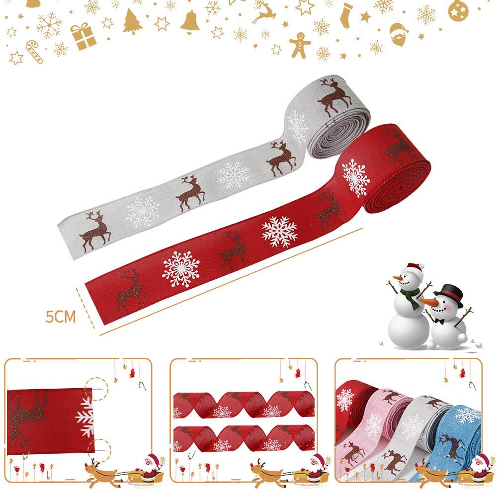 Vibrant Colorful And 2 Meter Long Reindeer Snowflake Ribbon Ideal For Christmas Decoration Tree