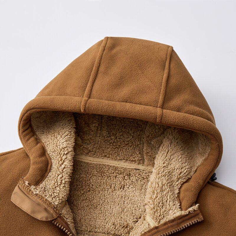 Autumn and Winter Fashion Solid Color Thick Warm Lamb Wool Jacket For Men's Casual Loose Sports Windproof Plus Size Jacket