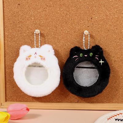 Porta Photocards Gatto Carino Ciondolo Zampa di Gattino Spilla di Peluche da Esposizione Portachiavi Spilla Trasparente Merce da Esposizione per Ita Bag