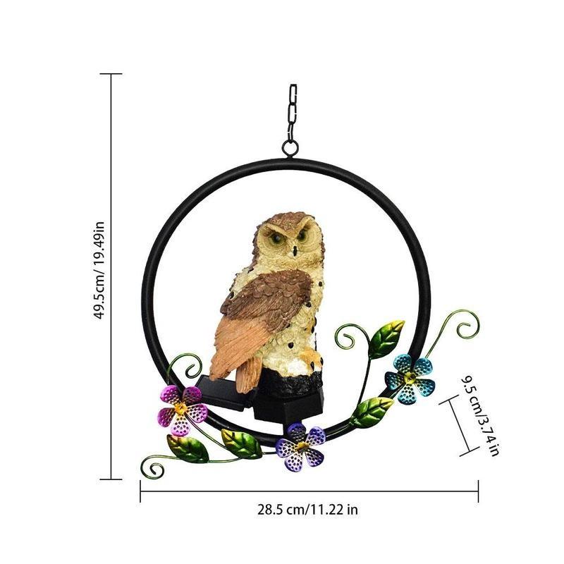 Solar LED Owl Hanging Waterproof Outdoor Garden Resin Pendant Light Waterproof Yards Patios Decoration Lighting