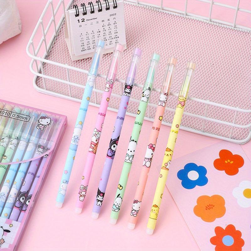 12pcs Sanrio family 0.5mm straight rod erasable neutral pen girl heart high-looking fountain pen student writing pen black
