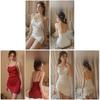 Silk Sleepwear Dress For Women With Vneck And Lace Detail Sleepwear For Lounge And Nightwear