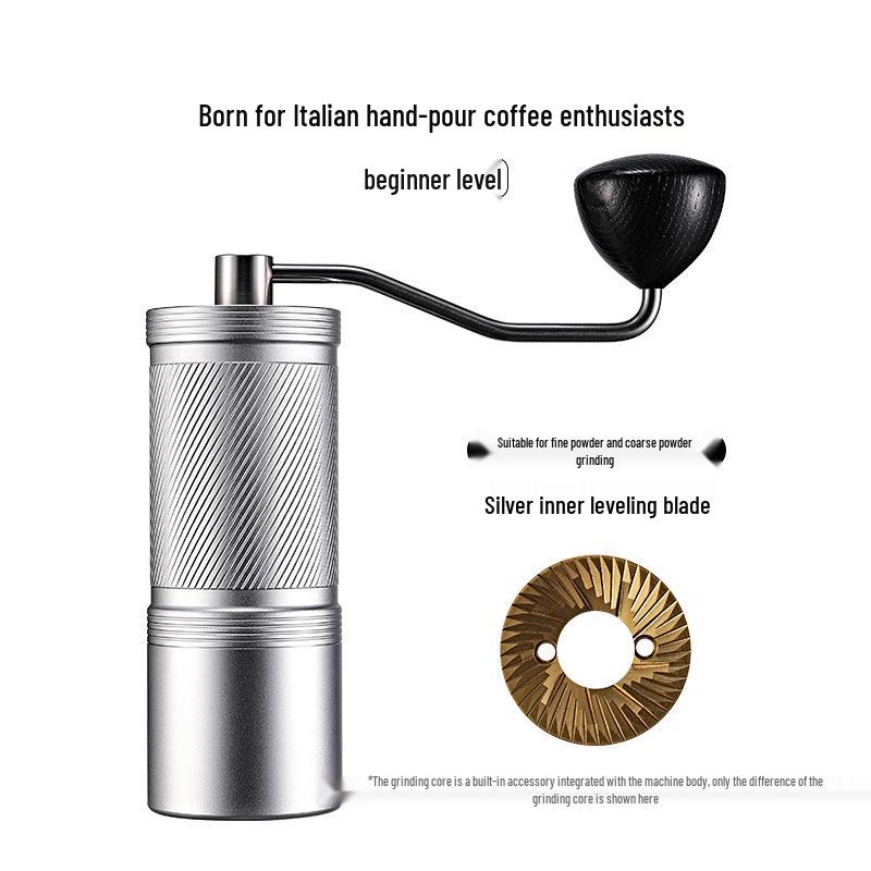 Stainless Steel Manual Coffee Grinder with External Adjustment and Seven-Star Ghost Teeth for Pour-Over Brewing