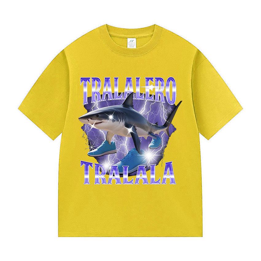 Tralalero Tralala Funny Shark Meme Italian Brainrot Hot Sale 2025 T Shirts Man Woman Fashion High Quality Cotton Tees Streetwear
