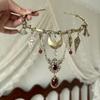 Vintage Glamourní Choker Červený Křišťál Měsíc Geometrický Přívěsek Náhrdelník Dámský Denní Nošení Maturitní Večírek Rande Šperky Dárek