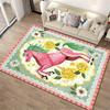 Pink Horse and Yellow Roses Printed Carpet with Floral Green Border Suitable for Use As an Anti-slip for Living Room Bedroom Sofas