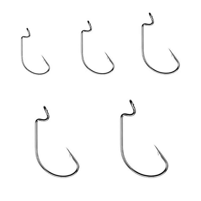 51Pcs Crank Hook Small Box Set Black Nickel Hook Subbait Wide Belly Crank Hook Soft Bait Hook Box