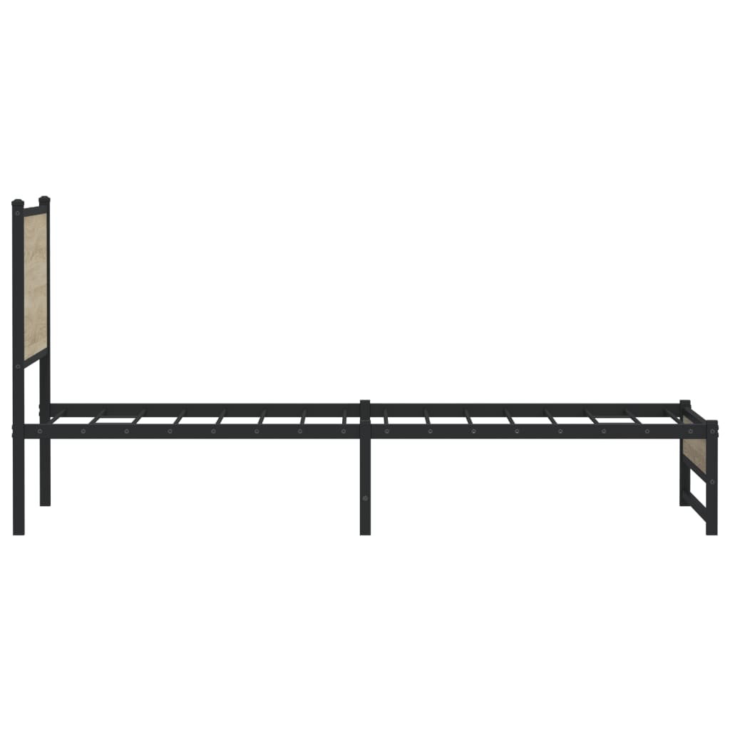 Vidaxl Metal Bed Frame, Without Mattress, Sonoma Oak, 100X200 Cm