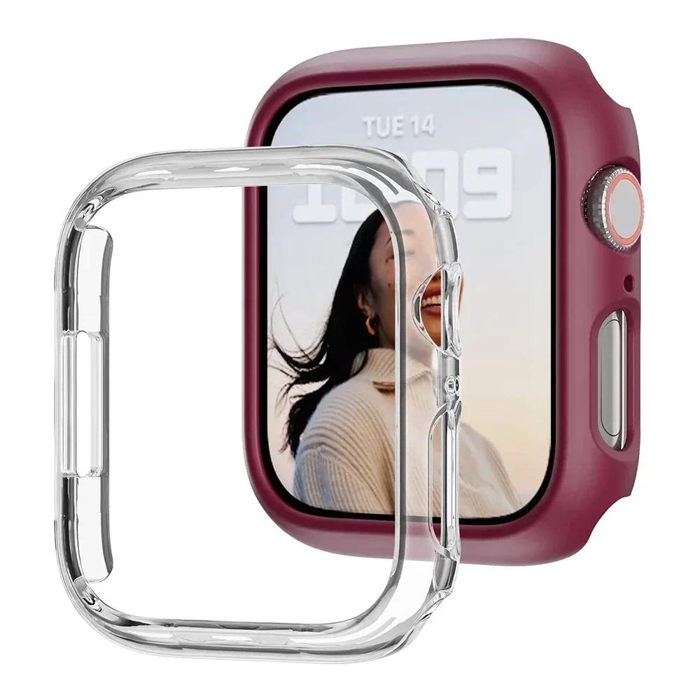 Cover for Apple Watch Case 45mm 41mm 44mm 40mm 42mm 38mm 46 49 mm Accessories PC Protector bumper iWatch Series 8 7 SE 6 5 4 3 9