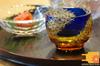 Oba Glass Sake Set in Wooden Box Amber x Traditional Craft Sake Cup [Shining Cosmos/Lapid / Approx. 6.0cm 5.0cm High] (Ochoko) (Celebration Gift)