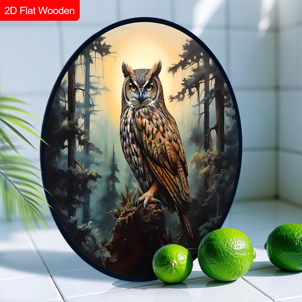 4 Different Styles of Russian Wooden Sign with Owls Pattern, Round Sign for Front Door, Wall Hanging Decor, Ideal Gift for Friend & Family