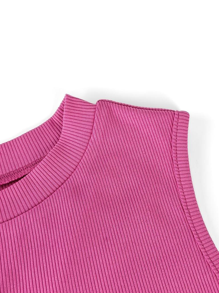 2025 Summer Women's Ribbed Hollow Sleeveless Crop Top