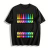 Colorful Crayon Print Casual Crewneck Tee Shirt Pure Cotton T-shirt