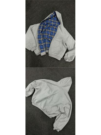 Herren Wendbarer Kapuzen-Karomuster-Patchwork-Reißverschluss-Hoodie - Herbst/Winter Kollektion