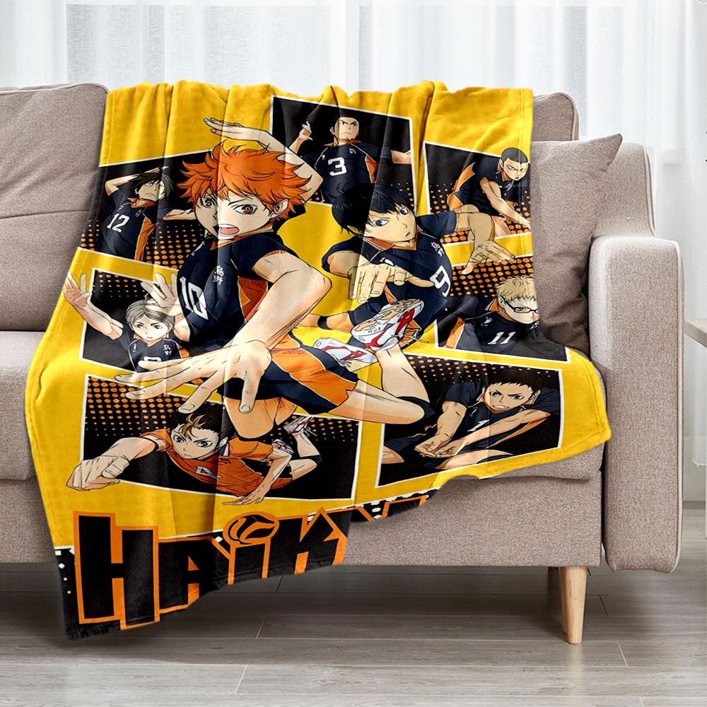 Haikyu Theme Printed Blanket - Perfect for Couch, Bed, Travel & Outdoor Use | Machine Washable, Cozy & Durable.