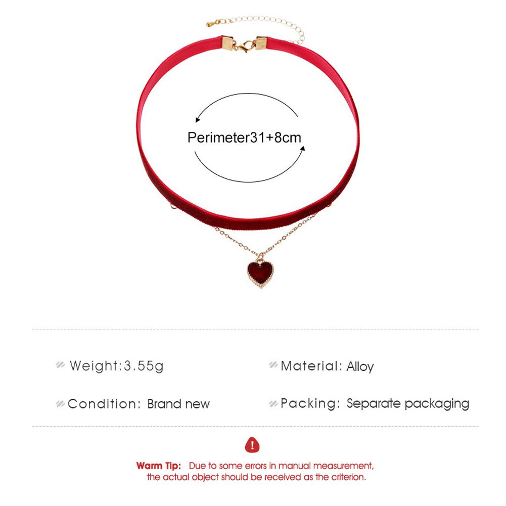 Women's Necklace Flannel Sexy Double-layer Love-heart Pendant Clavicle Chain