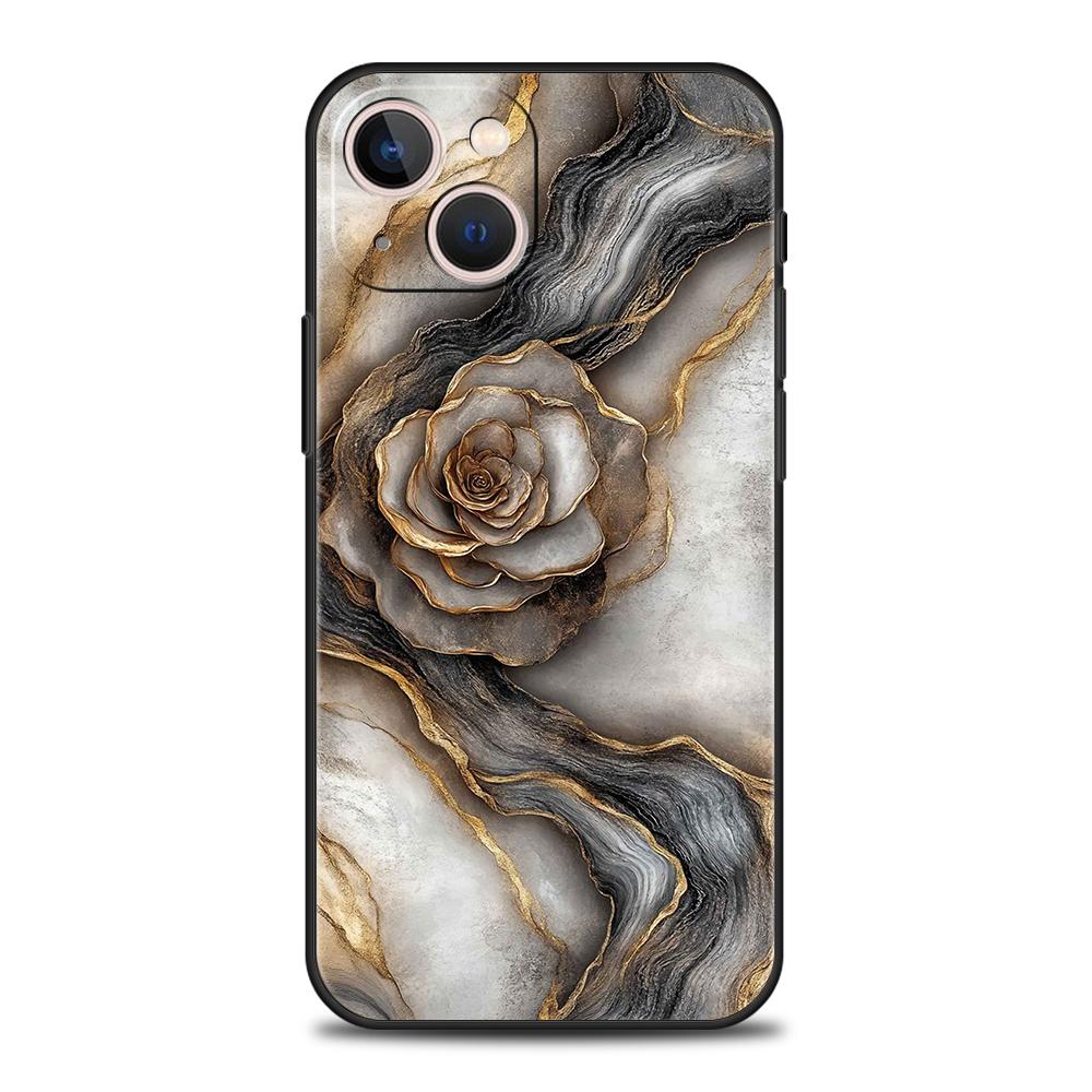 Luxury TPU Soft Phone Case For iPhone 17 Air 16E 16 11 15 14 Pro MAX 12 13 7 8 Plus X XR XS SE 2022 Cover Flower Marble