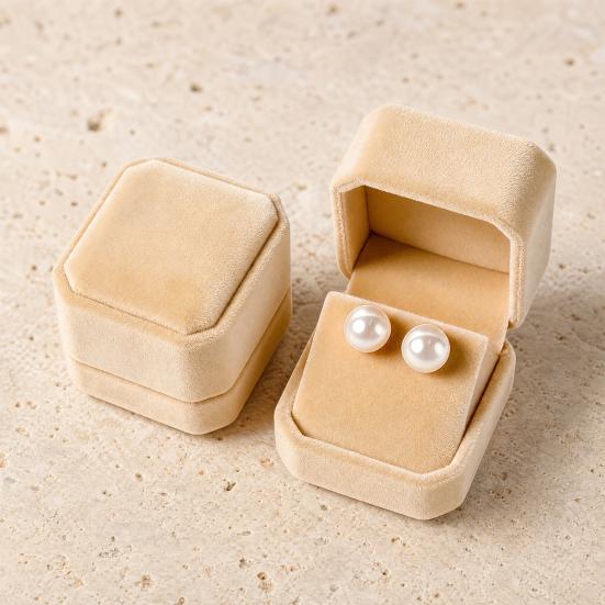 Jewelry Box, with Velvet Interior Shock-Proof Scratch-Proof Organizer, Apricot Soft Plush Jewelry Case for Rings Earrings Necklaces