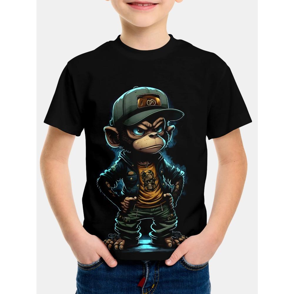 Magliette a Manica Corta con Stampa Scimmia per Bambini Ragazzo Ragazza Camicia Estiva Casual Animale Abbigliamento Bambini Maglietta Top a Manica Corta