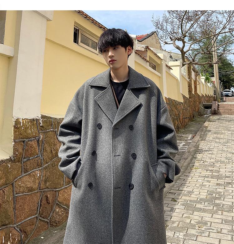 Men's British Style Wool Trench Coat - 2024 Autumn/Winter Trend, High-End Mid-Length Thick Jacket